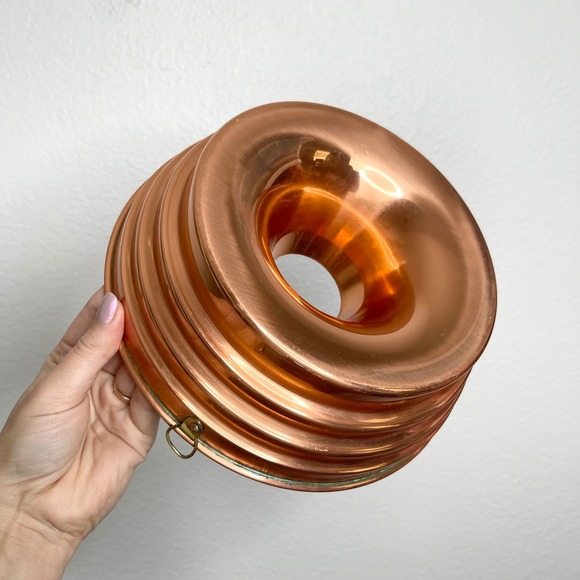 Vintage Copper‎ Bundt Cake Pan Fluted Ring Mold Baking Pan with Hanging Ring